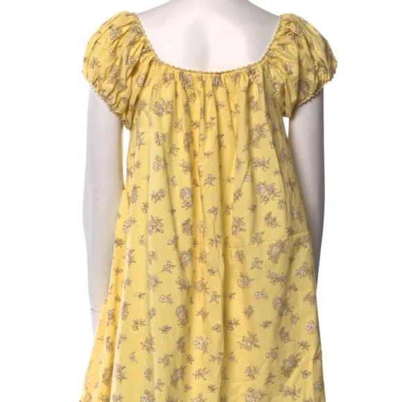 Doen Julie Yellow Floral Puff Sleeve Mini Dress XS RARE - Picture 5 of 5